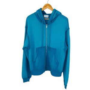 Cotton Citizen Men's Size M Bronx Distressed Zip Blue Sweatshirt Hoodie NWOT